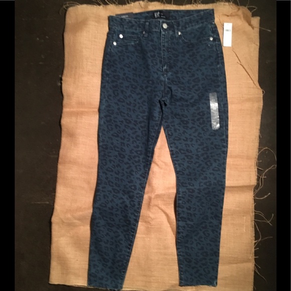 GAP HIGH RISE ANIMAL PRINT LEGGING SKIMMER JEANS - Picture 2 of 6